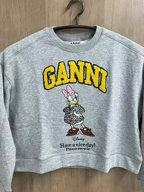 GANNI x Disney Daisy Duck Gray Cropped Crewneck Sweatshirt